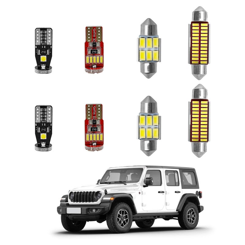 Lunwag 9pc Interior LED Lights Compatible with 0718 Wrangler JK Super Bright 6000K White LED Bulbs Kit for Wrangler JK 2Door 4Door 07 08 09 10 11 12 13 14 15 16 17 18 - Image 3