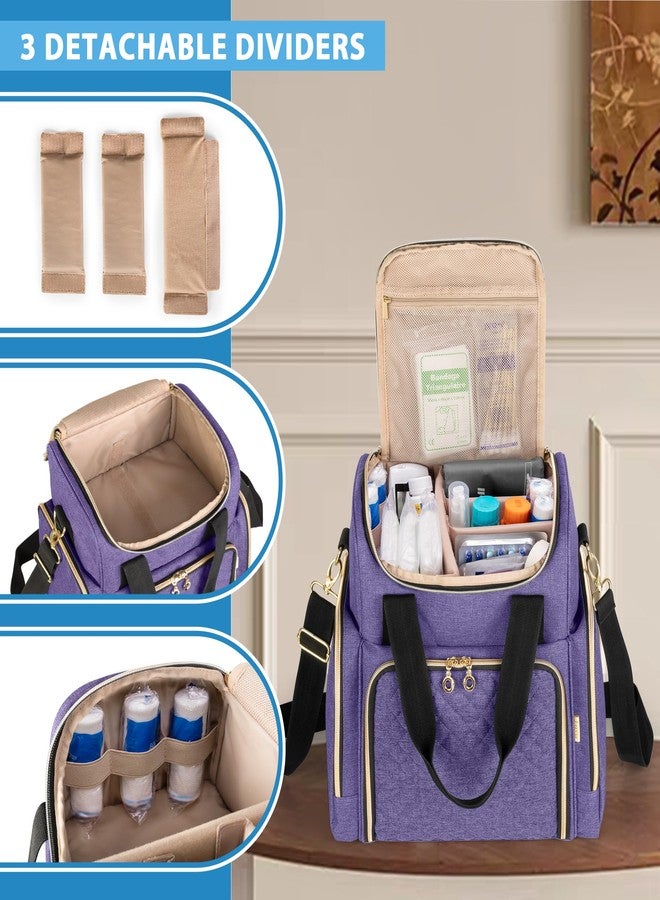 LUXJA حقيبة أدوية كبيرة من لوجا مع 2 علبة قابلة للإزالة، حقيبة تخزين الأدوية مع أقسام تخزين متعددة (مناسبة للسفر أو المنزل)، بنفسجي - Image 2