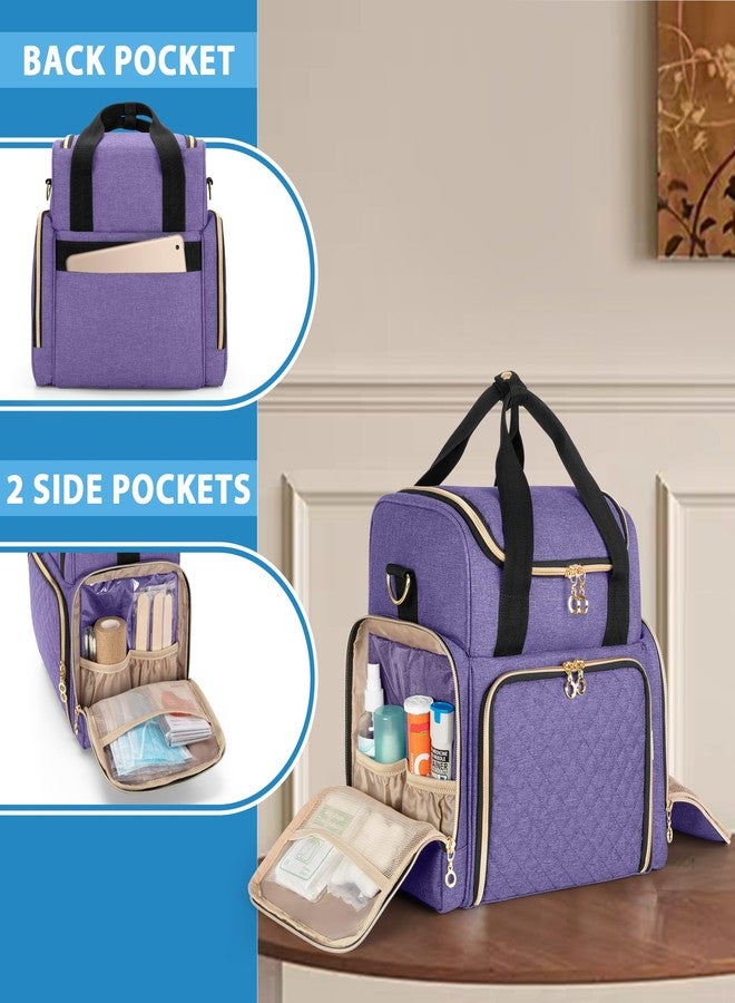 LUXJA حقيبة أدوية كبيرة من لوجا مع 2 علبة قابلة للإزالة، حقيبة تخزين الأدوية مع أقسام تخزين متعددة (مناسبة للسفر أو المنزل)، بنفسجي - Image 3