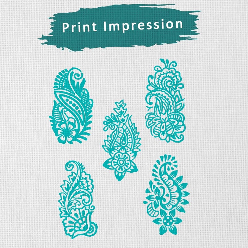 TWOGRAMS Wooden Stamp Block, Printing Stamp Design Set | Block for Printing Saree Border | Dresses, Craft Card Making, Scrapbook, Clay Pottery | Set of 5 | - Image 3