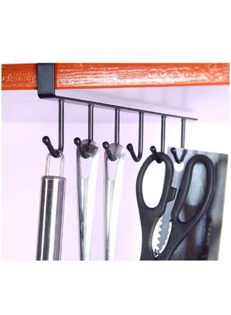 عدد 2 قطع شماعات تعليق مجات للمطبخ (ياتي باللوان متعددة) - رف معدني للتعليق أسفل الخزانة مكون من 6 خطافات للتعليق خطافات لتعليق مج القهوة والكؤوس وربطات العنق والمفاتيح والأحزمة والسكارفات وأدوات تناول الطعام والمطبخ - حامل أكواب قهوة أنيق بـ 6 خطافات لرفوف المطبخ والخزائن، مثالي لتخزين الأشياء المتنوعة وزيادة المساحة - Image 3