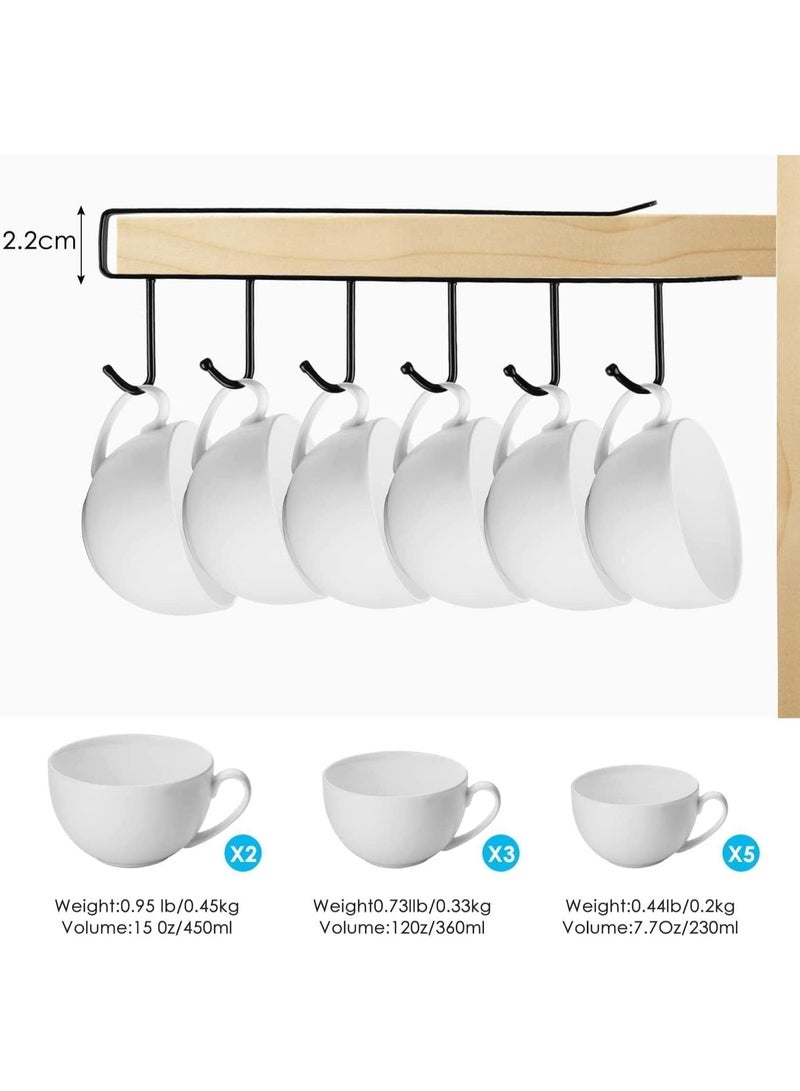 عدد 2 قطع شماعات تعليق مجات للمطبخ (ياتي باللوان متعددة) - رف معدني للتعليق أسفل الخزانة مكون من 6 خطافات للتعليق خطافات لتعليق مج القهوة والكؤوس وربطات العنق والمفاتيح والأحزمة والسكارفات وأدوات تناول الطعام والمطبخ - حامل أكواب قهوة أنيق بـ 6 خطافات لرفوف المطبخ والخزائن، مثالي لتخزين الأشياء المتنوعة وزيادة المساحة - Image 4