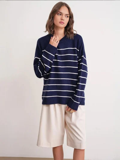 MixRay Mixray Striped Knit Pullover Sweater