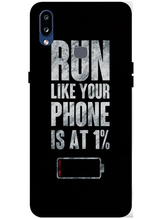 EYE CATCH Protective Case Cover For Samsung Galaxy M01s Smart Series Printed Protective Case Cover for Samsung M01s Run Like Your Phone Is At 1%  - Image 1