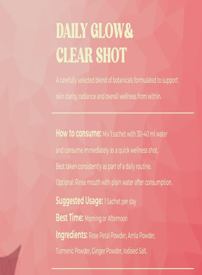 Glow & Clear Daily Wellness Shot | Rose, Amla, Turmeric & Ginger Blend | Supports Skin Radiance & Clarity | 30 Sachets | Plant-Based Daily Drink Mix - Image 4