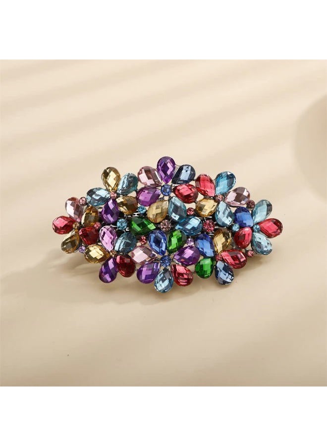 Aimimier Flower Crystal Hair Barrettes Sparkling Rhinestone Hair Spring Clamp Hair Pins Fashion Prom Party Hair Accessories for Women (Colorful) - Image 5