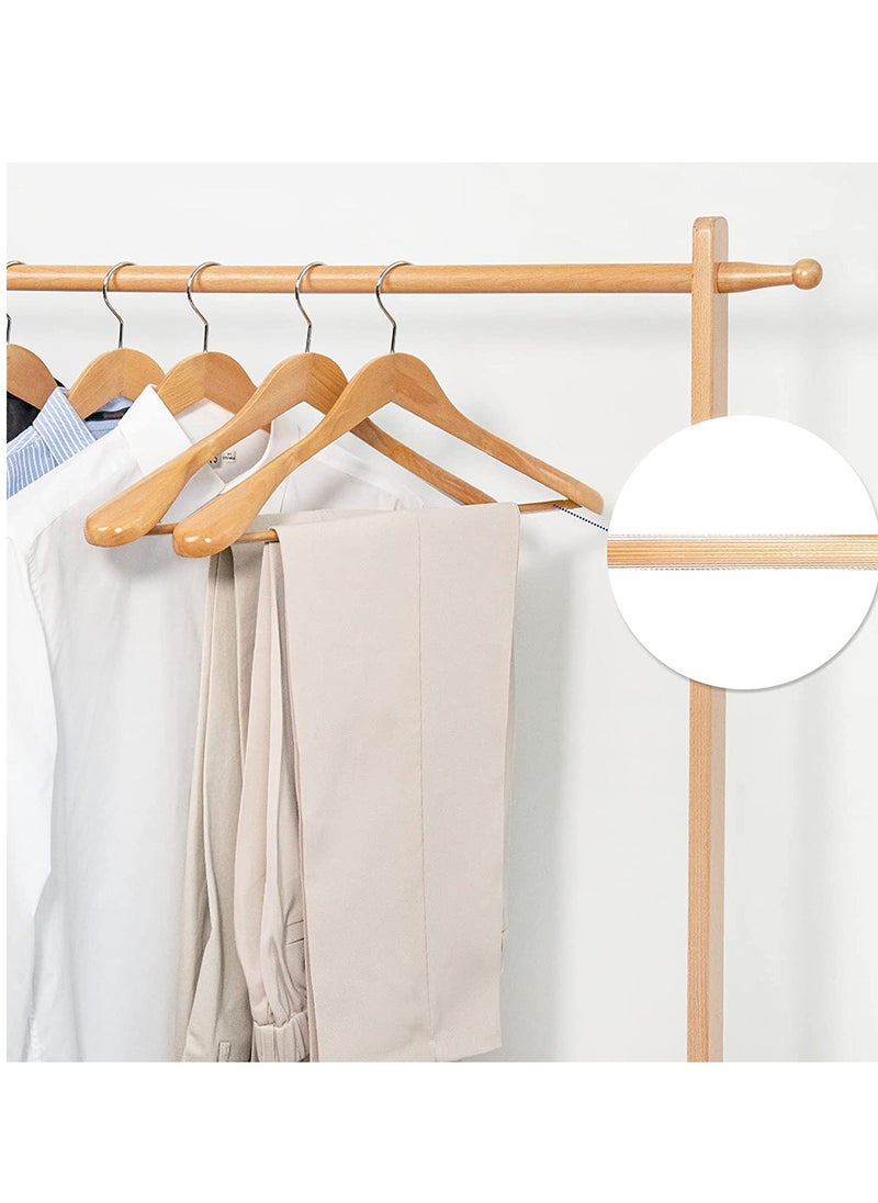 HOUSE DAY HOUSE DAY High-Grade Coat Hangers, Wide Shoulder Wooden Hangers with Non Slip Pants Bar, Smooth Retro Finish 360° Swivel Hook Solid Wood Coat Hangers for Heavy Clothes Hanger 6 Pack (Nature  Wood)  - Image 3