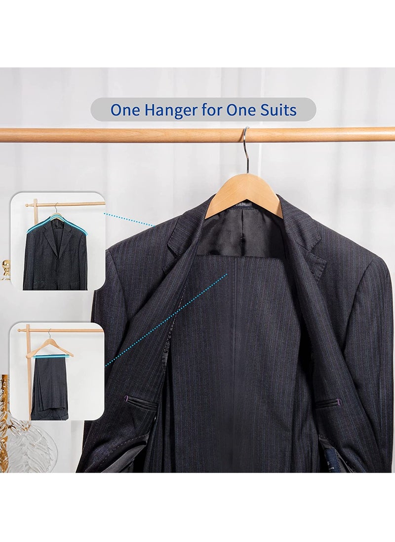 HOUSE DAY HOUSE DAY High-Grade Coat Hangers, Wide Shoulder Wooden Hangers with Non Slip Pants Bar, Smooth Retro Finish 360° Swivel Hook Solid Wood Coat Hangers for Heavy Clothes Hanger 6 Pack (Nature  Wood)  - Image 5