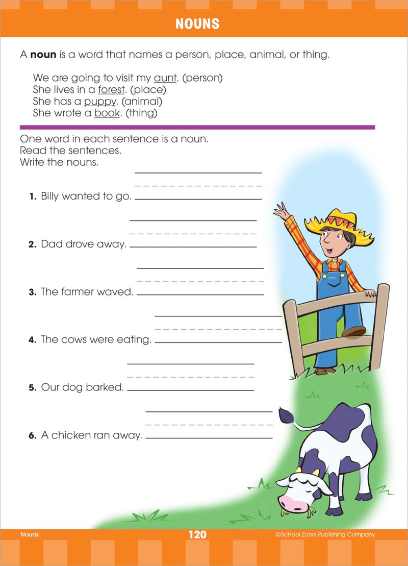 School Zone Big First Grade Workbook: 320 Pages, Ages 6 to 7, 1st Grade, Reading Comprehension, Phonics, Spelling, Vocabulary, Basic Math, Time, Money, Fractions, and More - Image 4