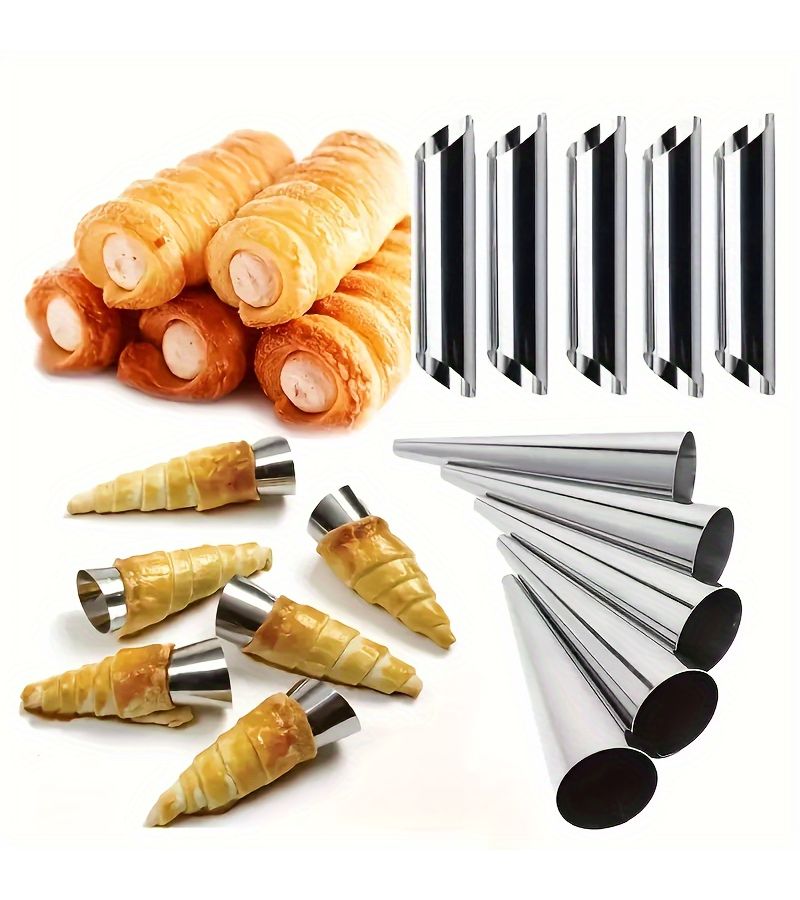 Non Stick Stainless Steel Piping Nozzle Cannoli Mold Model C Crepe Roll Baking Tool - Image 2
