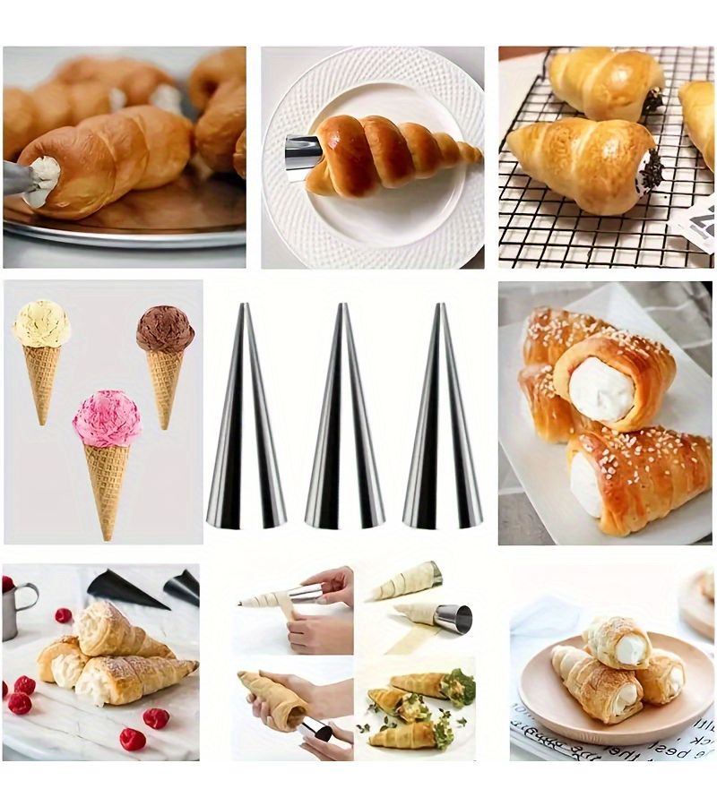 Non Stick Stainless Steel Piping Nozzle Cannoli Mold Model C Crepe Roll Baking Tool - Image 4