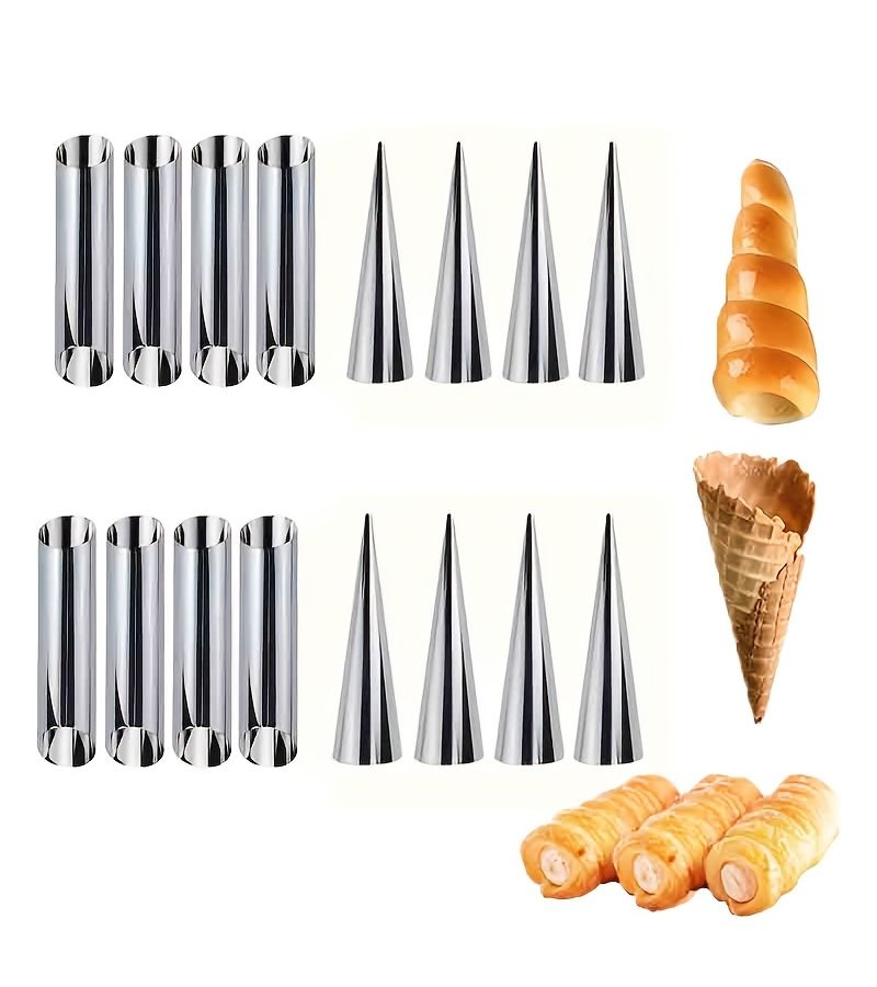 Non Stick Stainless Steel Piping Nozzle Cannoli Mold Model C Crepe Roll Baking Tool - Image 1