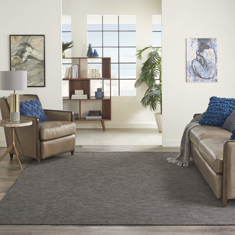 Nourison Positano IndoorOutdoor Charcoal 5 x 7 Area Rug Easy Cleaning Non Shedding Bed Room Living Room Dining Room Backyard Deck Patio 5x7