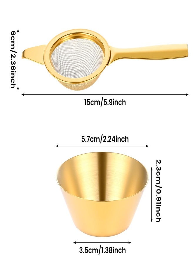 Alrhso 2.2" Gold Matcha Sifter Strainer 30 Fine Mesh Strainer Small Sifters for Matcha Stainless Steel Sieve Sifter with Handle, Small Metal Strainers for Loose Tea Cocktail Coffee - Image 3