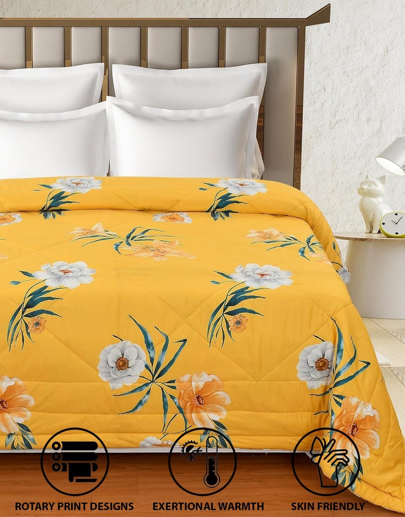 FRESH FROM LOOM All Seasons Collection Microfiber Micro Fiber Comforter | Dohar | Quit | Double Bed | Double Weaved | Washable | Hypoallergenic Skin Friendly (Yellow | 90X95 in - Image 4