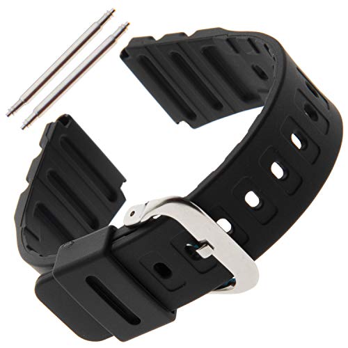 Gilden 20mm Black Polyurethane Extra-Long Sport Watch Strap 017270 - Image 1