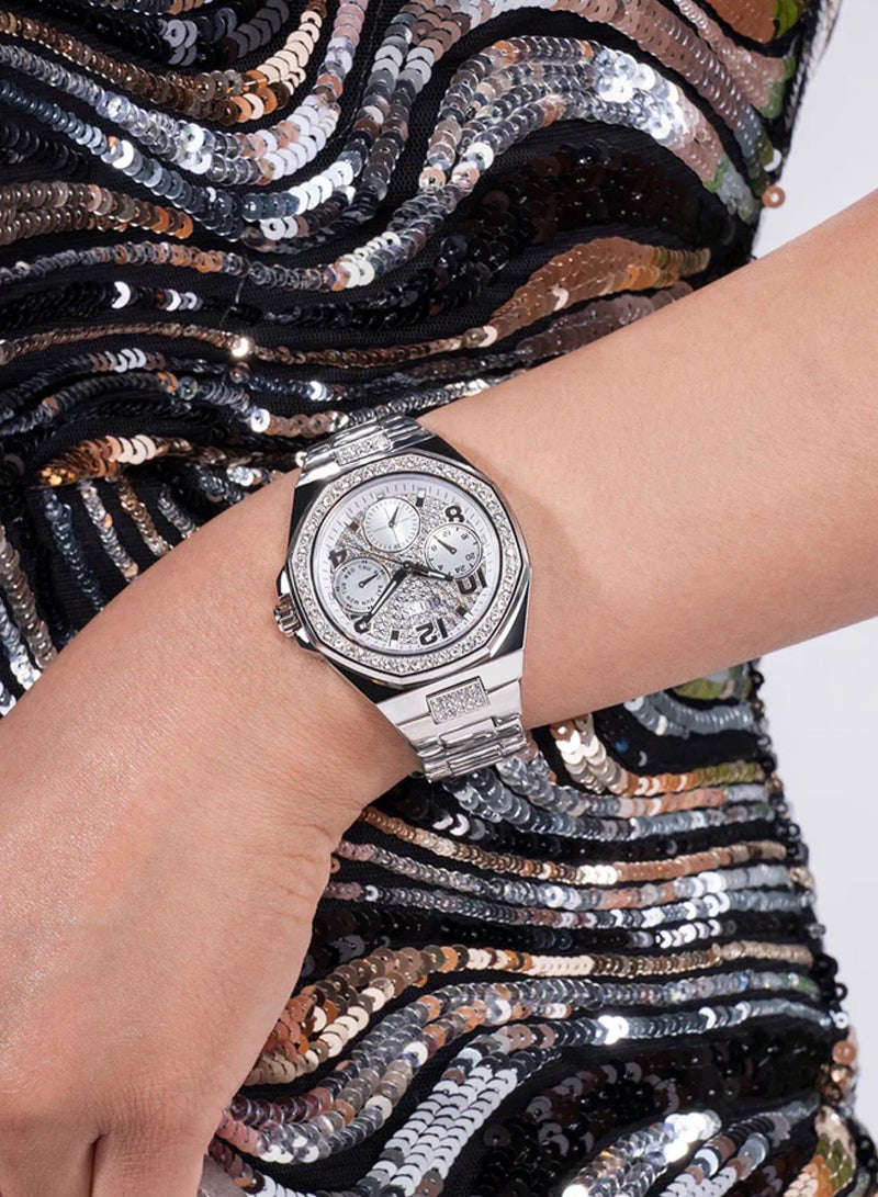 GUESS Lady Empire Women's Silver Tone Multi-function Stainless Steel Watch GW0777L1 - 40mm - Image 5
