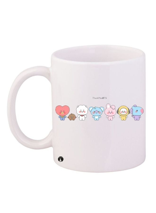Thank You BTS Printed Coffee Mug White/Pink/Yellow 11ounce