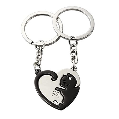 yaozeio Cat Matching Keychains for Couples Gifts for Boyfriend Girlfriend Wife Husband Birthday Gift Matching Friendship Gifts for Women Men Couple Keychains for Him and Her - Image 5