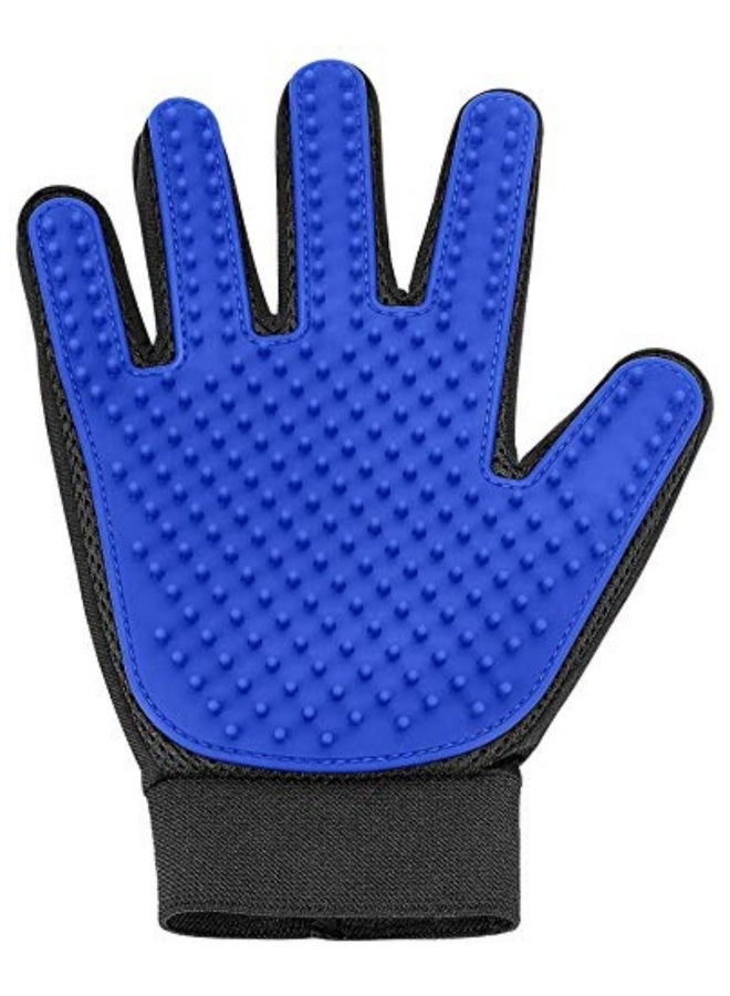 قفازات تمشيط الحيوانات الأليفة للكلاب والقطط – إزالة الشعر الزائد والتدليك أثناء الاستحمام – قفاز إزالة الشعر للفراء الطويل والقصير (أزرق) - Image 1