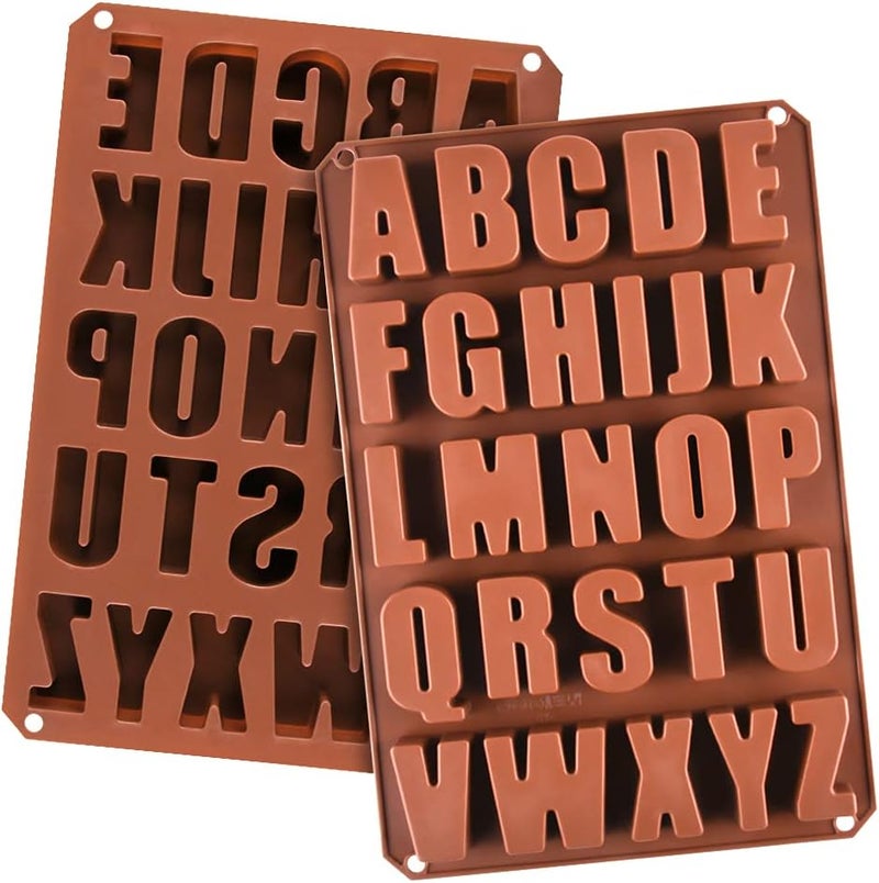 CAKETIME 2pcs Large Letter Molds Silicone Alphabet Mold for Crayon, Cake Baking Decor (2) - Image 1