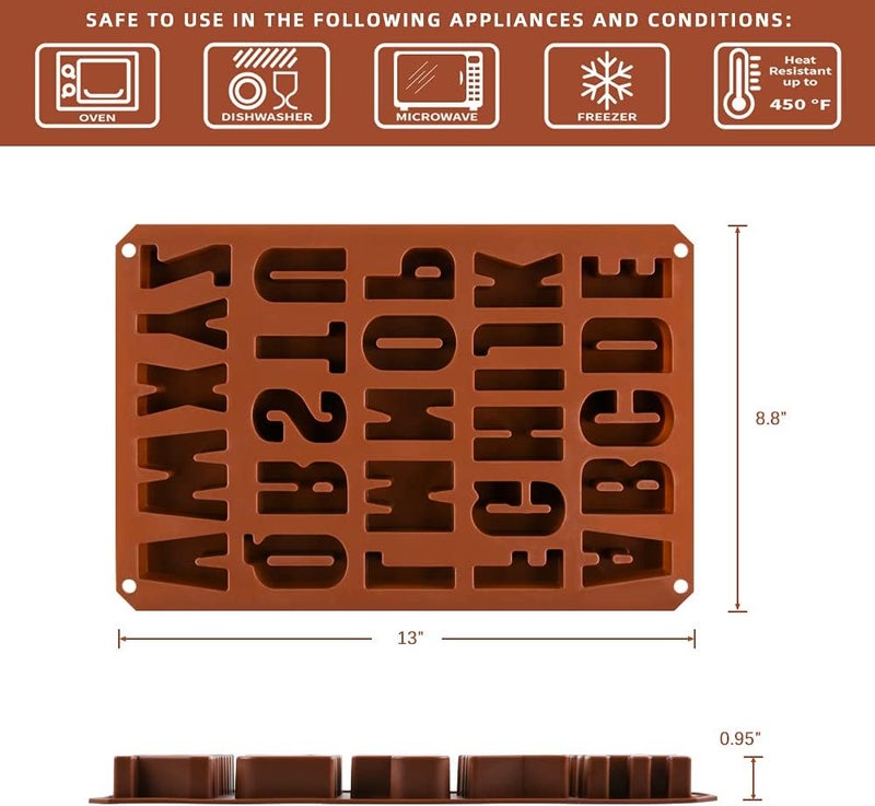 CAKETIME 2pcs Large Letter Molds Silicone Alphabet Mold for Crayon, Cake Baking Decor (2) - Image 3