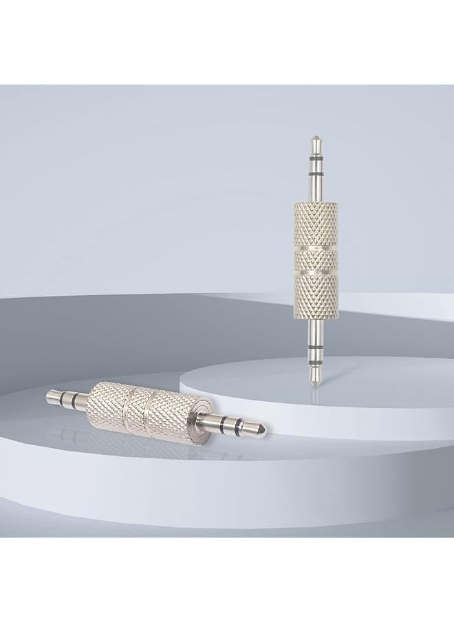 Duttek 3.5Mm Male To Male Audio Adapter Metal Silver 3 Pole 3.5Mm Stereo Jack To 3.5Mm Stereo Jack Adapter 1 8 Inch Male To Male Audio Headphone Jack Coupler Connectors 2 Pack  - Image 4
