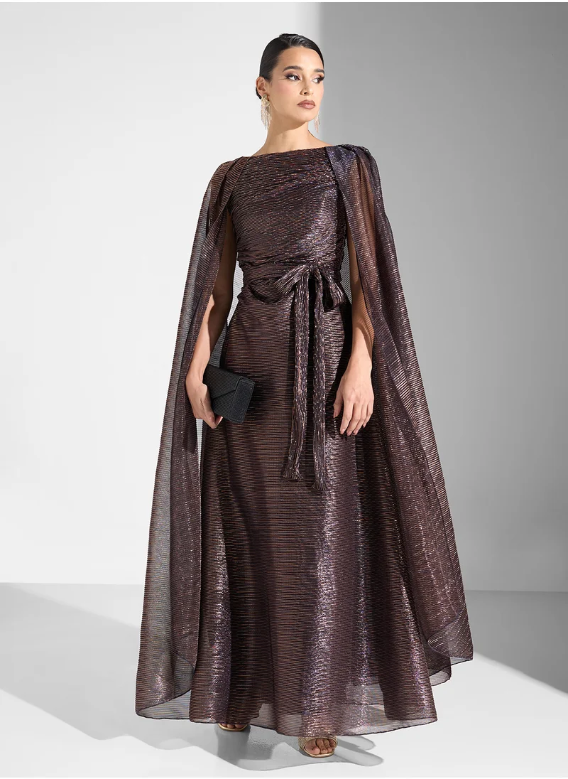 Namshi x Shimmer Dress With Cape