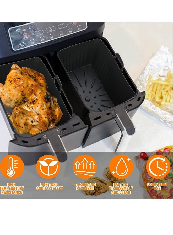 عبوة مكونة من قطعتين من الصواني الكبيرة المصنوعة من السيليكون المقلاة الهوائية، ملحقات قابلة لإعادة الاستخدام متوافقة مع نينجا AF400UK / تاور / سالتر / إنستانت فورتكس، حصائر غير لاصقة للمقلاة الهوائية بسلتين مزدوجتين. - Image 3