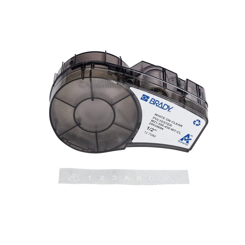 Brady Authentic (M21-500-430-WT-CL) Harsh Environment Polyester Label for Lab, Asset Tracking and Datacom, White on Clear- For M210, M210-LAB, M211, BMP21-PLUS and BMP21-LAB Printers, 0.5" W 21' L - Image 5