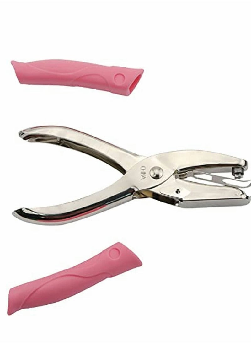 Excefore Handheld Hole Paper Punch Puncher with Pink Grip（Circle-1/8"）  - Image 4