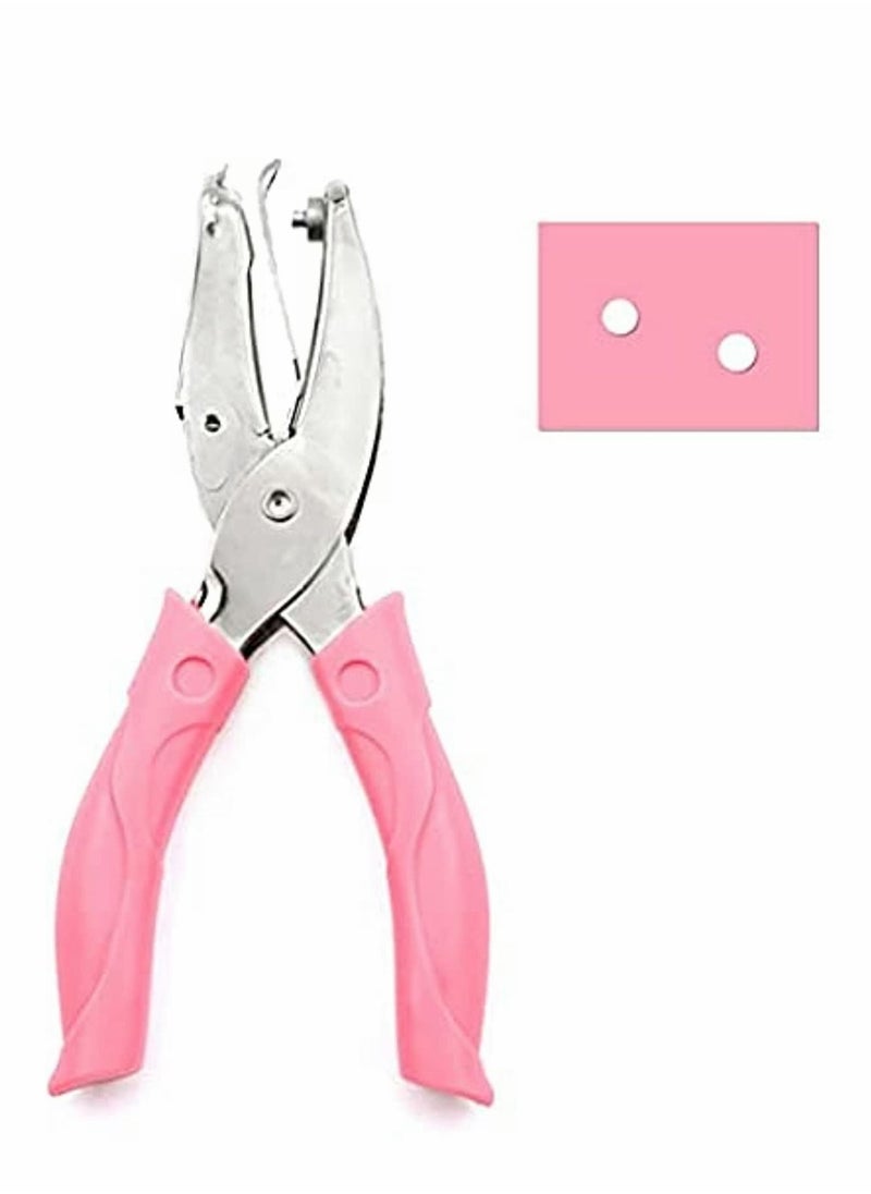 Excefore Handheld Hole Paper Punch Puncher with Pink Grip（Circle-1/8"）  - Image 1
