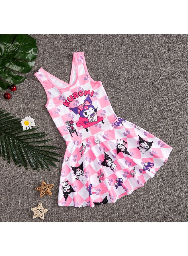 Loquat Children's Swimwear Girl's 2024 Summer Girls' Siaman Small Middle Children Princess Cartoon Swimming Kulomi-Color:189#- - Image 1