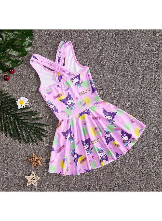 Loquat Children's Swimwear Girl's 2024 Summer Girls' Siaman Small Middle Children Princess Cartoon Swimming Kulomi-Color:189#- - Image 3