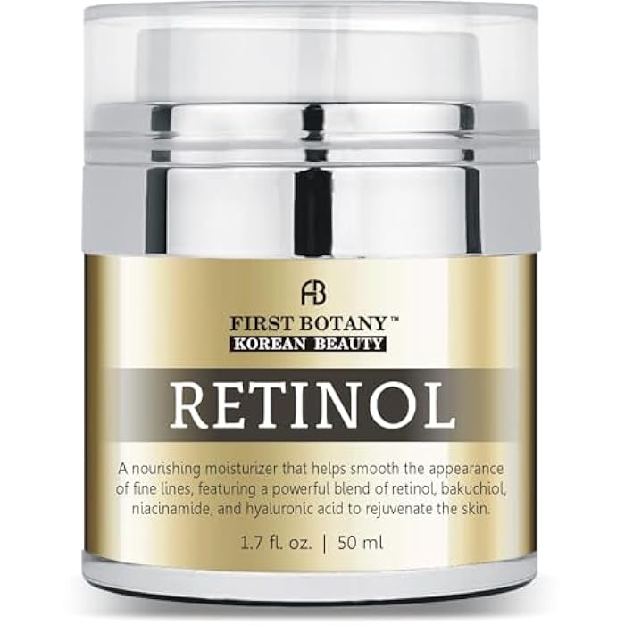 First Botany Korean Retinol Moisturizer Face Cream - Hydrating Anti-Aging Facial & Neck Cream with Bakuchiol, Niacinamide & Hyaluronic Acid - Made in Korea, Cruelty-Free 1.7 Fl Oz - Image 1