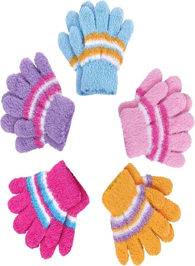KETKAR 5 Pairs Kids Gloves Full Fingers Knitted Warm Gloves Winter Mittens for Little Boys and Girls_1-2 Years - Image 1
