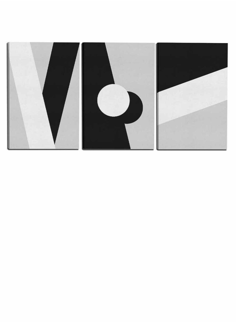 LOWHA - Set Of 3 Framed Canvas Wall Arts Stretched Over Wooden Frame, Abstract Shapes Circle Paintings, For Home, Living Room, Office Decor - Image 1
