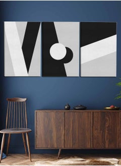 LOWHA Set Of 3 Framed Canvas Wall Arts Stretched Over Wooden Frame, Abstract Shapes Circle Paintings, For Home, Living Room, Office Decor  - Image 2