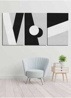 LOWHA Set Of 3 Framed Canvas Wall Arts Stretched Over Wooden Frame, Abstract Shapes Circle Paintings, For Home, Living Room, Office Decor  - Image 3