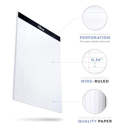 Alitte Yellow Legal Notepads 8.5 x 11, Pack of 3 - Perforated Wide Ruled Writing Pad - Premium Thick Paper, No Ink Bleeding - Blank Legal Pads For Home, Office, School, Business - 50 Sheets Per - Image 2