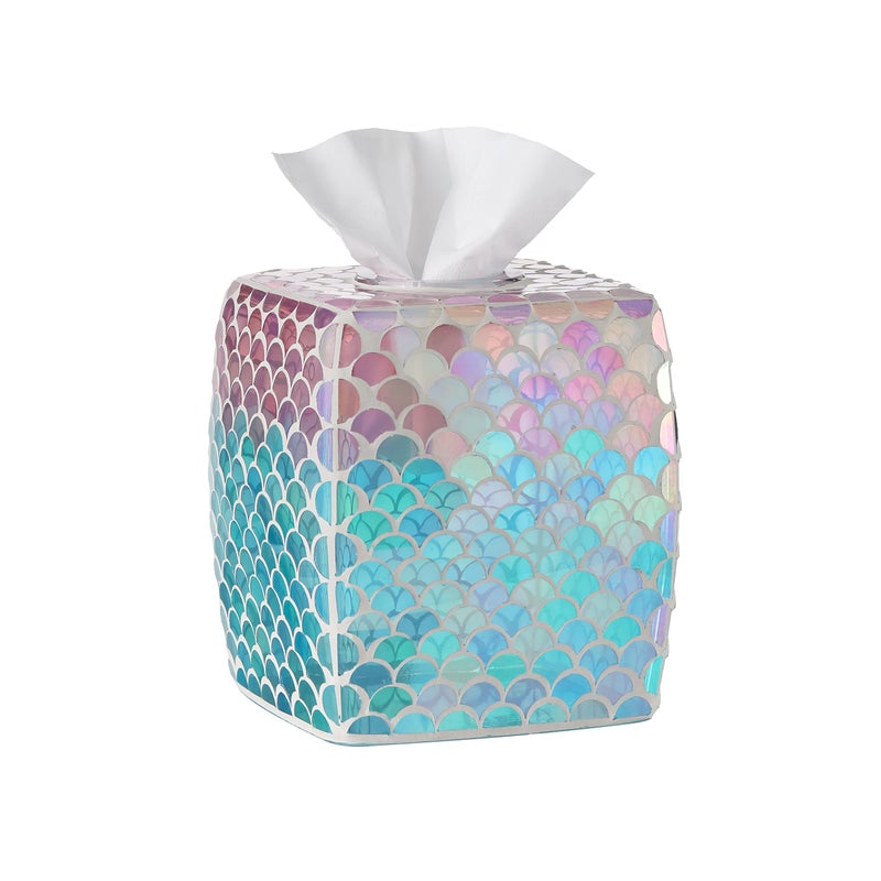 Motifeur Motifeur Glass Tissue Holder Decorative Square Tissue Cover Box Mermaid 