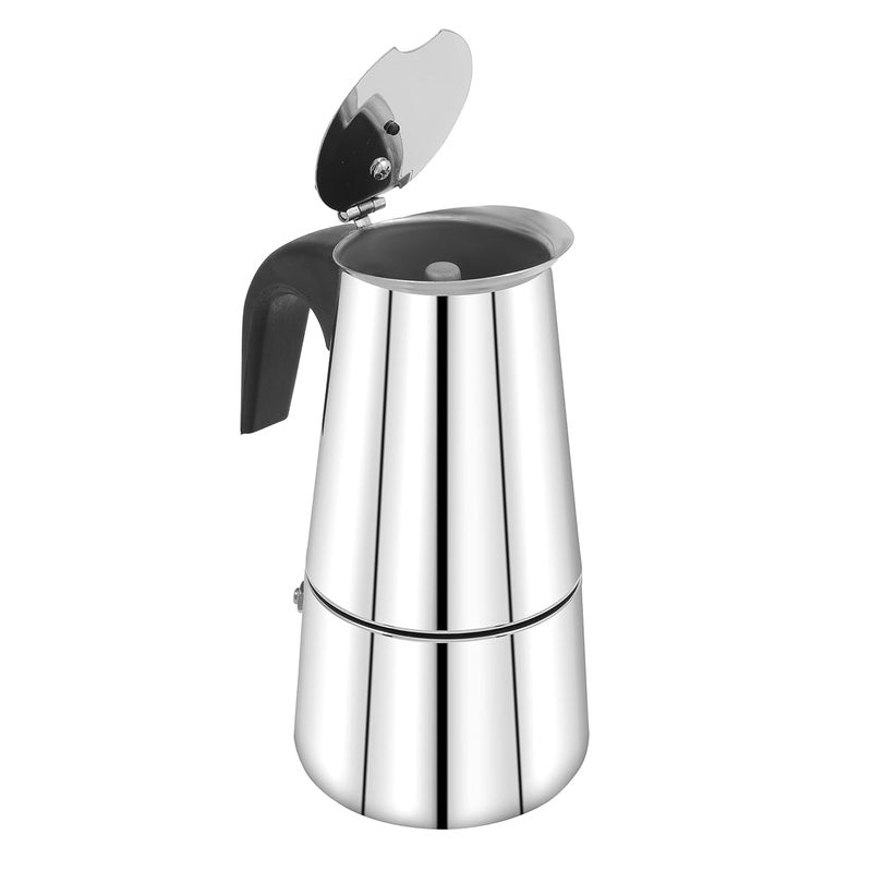 MotiBa MotiBa Royal Moka Pot Stovetop Induction Cooktop Classic Espresso And Coffee Maker Stainless Steel Built Caf Brewing Silver  - Image 3