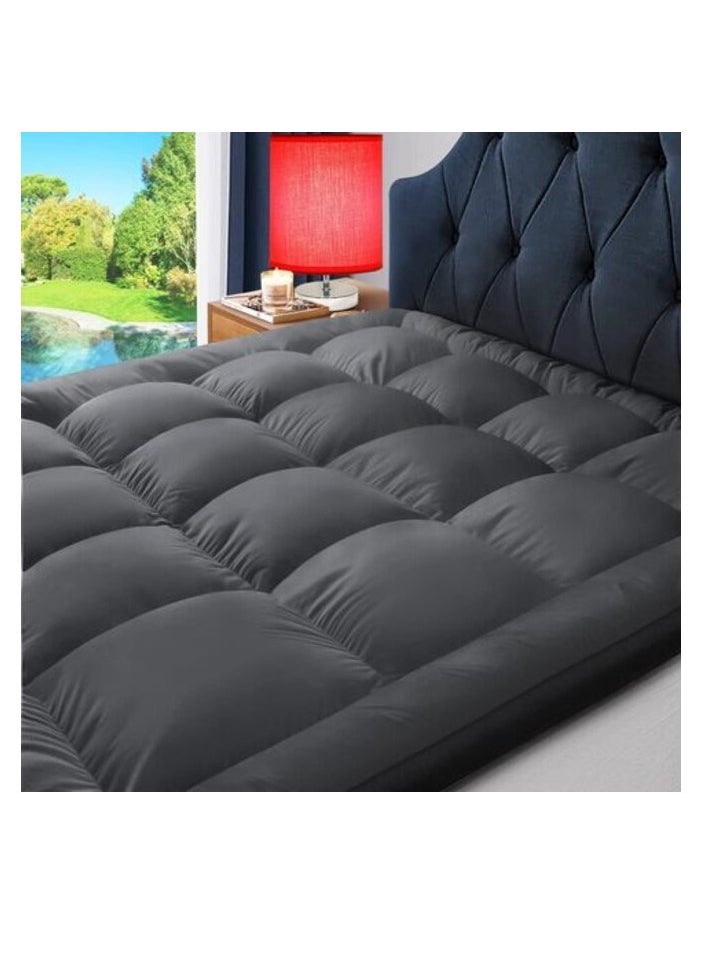 DEEP SLEEP Every Night Deep Sleep Mattress Topper Soft Comfort White 500 GSM (Gray, Super King Size - W 200 X L 200 Cm)  - Image 1