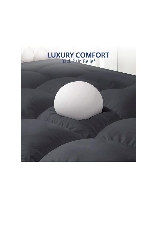 DEEP SLEEP Every Night Deep Sleep Mattress Topper Soft Comfort White 500 GSM (Gray, Super King Size - W 200 X L 200 Cm)  - Image 3