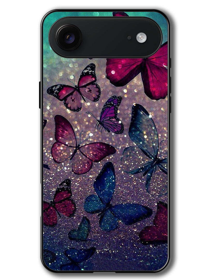 Theodor Case Compatible with Apple iPhone 17 Air 6.5 Inch Protection Shockproof Bumper Cover Glitters Butterflies - Image 1