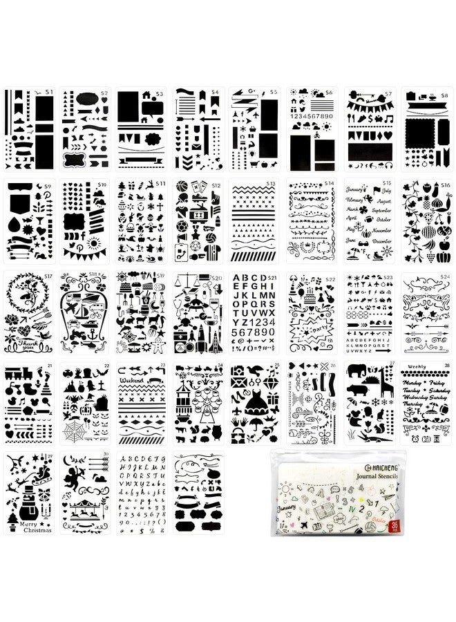 سي أتش هايتشنغ 36 قطعة استنسل مجلة بلاستيكية لرصاصة غير المرغوب فيه دفتر ملاحظات بغلاف مُجلّد مذكرات رسم سجل القصاصات مجلة قوالب استنسل 4X7 بوصة - Image 1