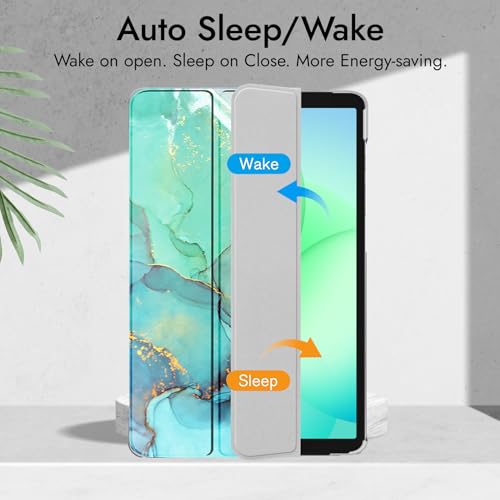 Robustrion Cover for Samsung Galaxy Tab A11 Plus Cover Case 11 inch, Flip Cover Case for Samsung Galaxy Tab A11 Plus Cover/Tab A11+ Tablet Cover with Translucent Back - Marble Green - Image 3