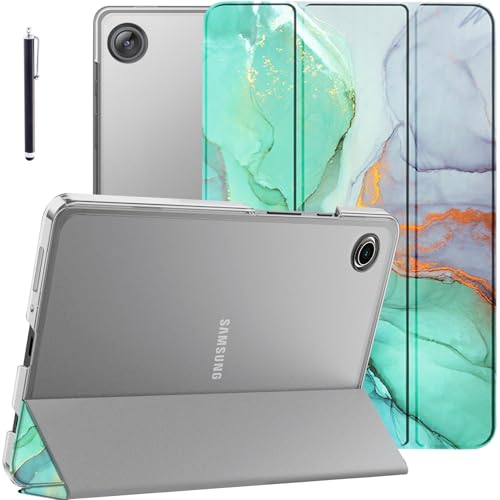 Robustrion Cover for Samsung Galaxy Tab A11 Plus Cover Case 11 inch, Flip Cover Case for Samsung Galaxy Tab A11 Plus Cover/Tab A11+ Tablet Cover with Translucent Back - Marble Green - Image 1