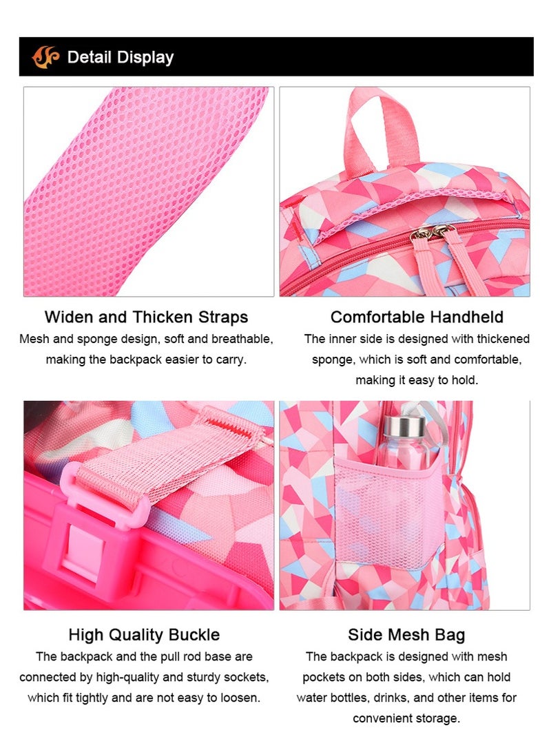 تابيت حقيبة مدرسة عربة للأولاد والبنات ، حقيبة الظهر المتداولة للأطفال ، حقيبة الظهر ذات القدرة الكبيرة المقاومة للماء مع 6 عجلات للمدرسة والسفر (الأزرق) - Image 5