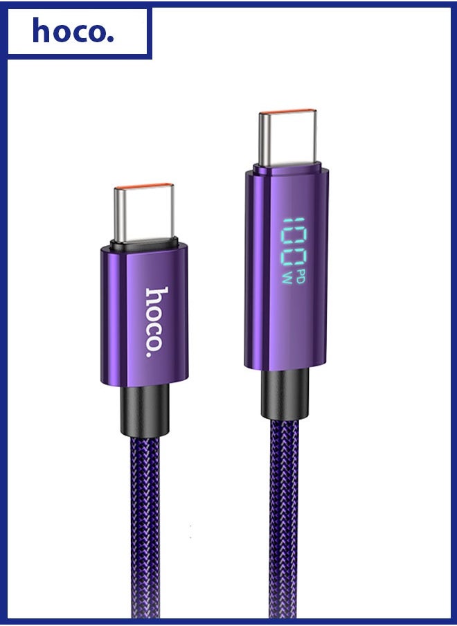 hoco. U125 Benefit 100W charging data cable with display Type-C to Type-C  - Image 1